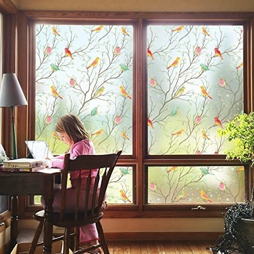 Imagen 2 de 6 de Vinilo No Adhesivo Para Vidrio Bloq Uv 89x400cm Aves Esmeril