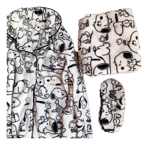 A Pijama Franela Lindo Snoopy Manga Larga Otoño Popular