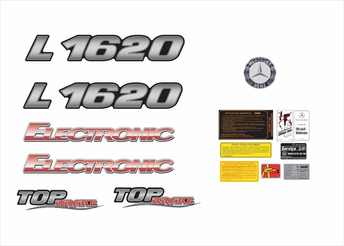 Imagem 2 de 3 de Kit Emblemas Mercedes Benz L 1620 Top Brake Eletronic Krt88