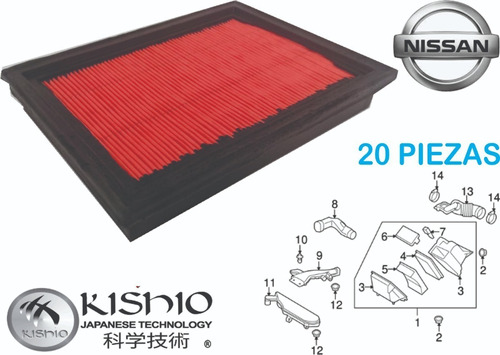 20 Filtros De Aire Nissan Tiida 1.8l 07-10 Kishio