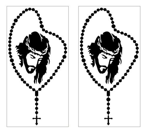 Sticker Calcomanía Rosario Jesús Cristo / 2 Piezas