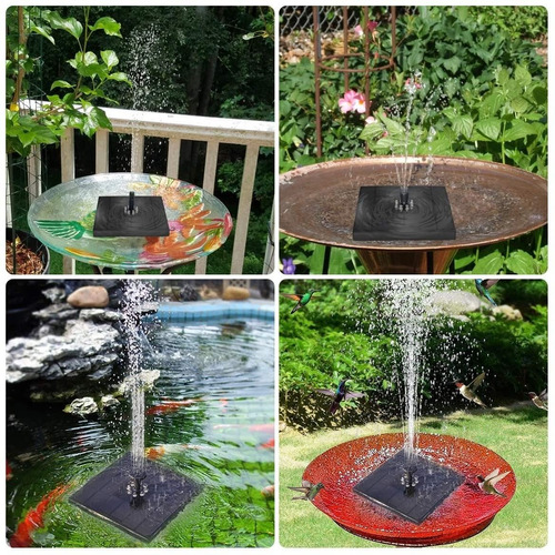 CofunKool Fuente Solar Bomba con 6 Boquillas para Estanques y jardines de agua Decoración de exterior Bombas para Fuentes 1,4W Solar Fountain 