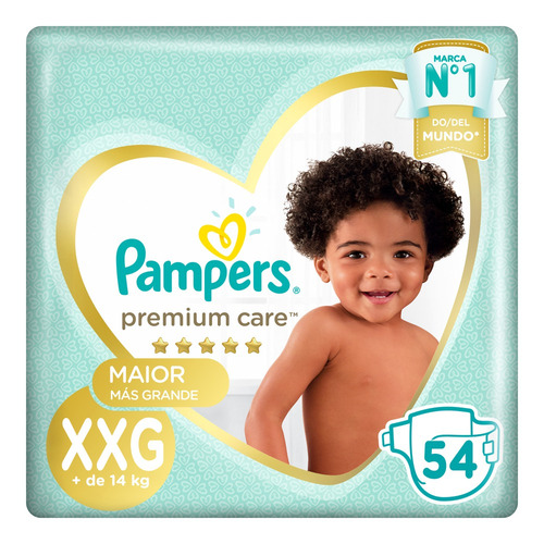 Imagen 1 de 3 de Pañales Pampers Premium Care XXG 54 u