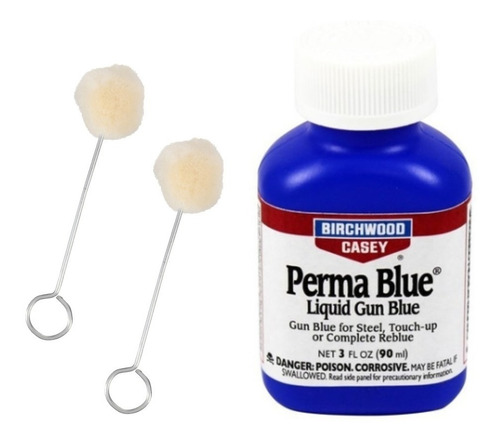 Liquido Perma Blue 90ml Birchwood Pavonador 2 Aplicadores Xp