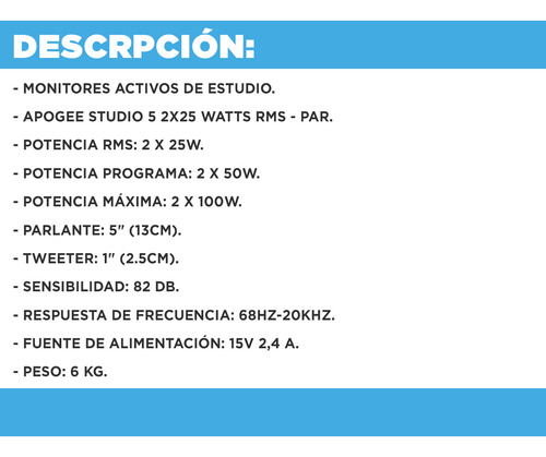Monitores Activos Estudio Apogee Studio 5 Par Bluetooth Prm
