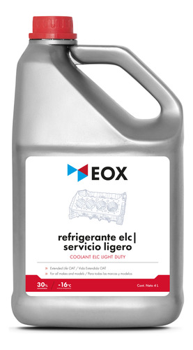 Refrigerante Anticongelante Coolant Elc 30% Rojo Eox 4 L