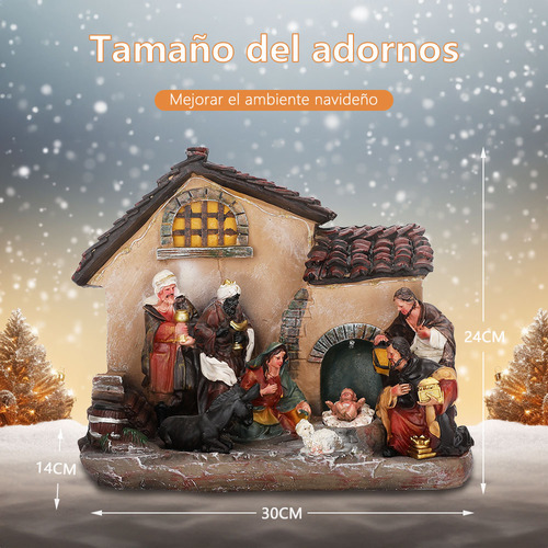 Pesebre Nacimientos Resina Para Navidad Con Luz Led