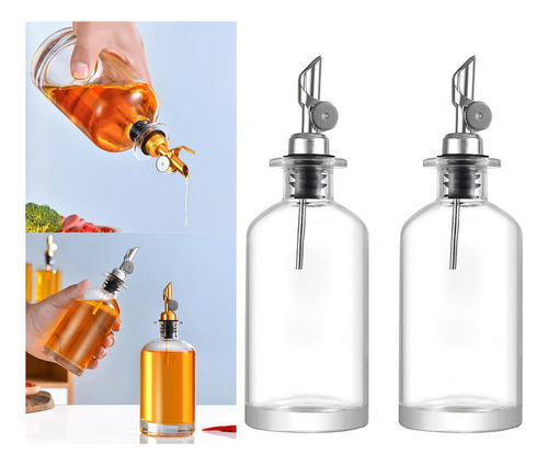 Botellas De Aceite De Oliva Vinagre Titular Plata 350ml