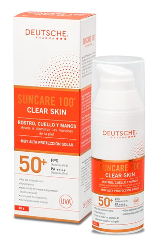 Suncare Clear Skin Protector Solar Rostro Cuello Manos 50fps