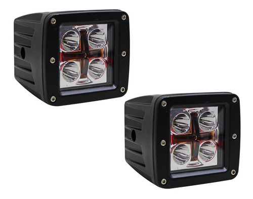 Jgo Faros Led Autos 10-30v 20w 4 Leds C/luz Dia Amarillo