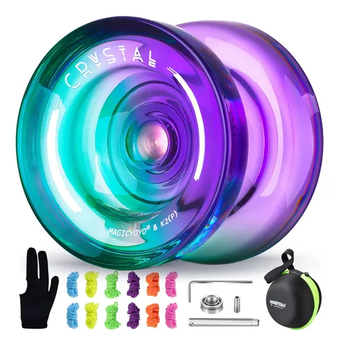 YoYo K2 Professional De Cristal Morado - Yoyo Responsivo E Irresponsivo Con Rodamiento De Repuesto, Herramienta De Extracción Y 12 Cuerdas, Para Niños Y Adultos