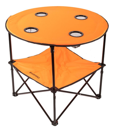 Mesa Camping Plegable Con Portavaso Naranja Kushiro