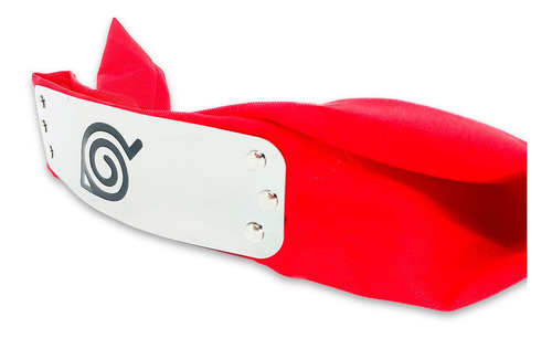 Imagem 3 de 3 de Bandana Naruto Vermelha Aldeia Da Folha Sakura Metal Cravado