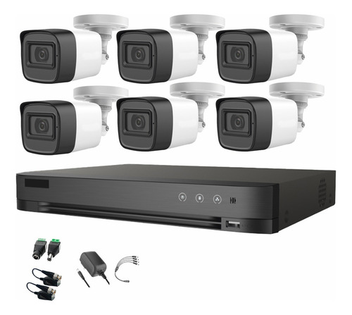 Hikvision Kit 6 Cámaras De Videovigilancia Metálicas Real 4k Exterior Hik5mpslq-kit(b)6csc + Transceptores Micrófono Incorpoado Alta Calidad Circuito Cerrado Cctv Hik5mpslq-kit(b) Facil Instalación