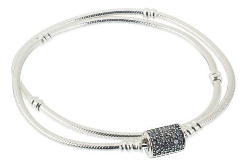 Pulsera Plata 925 Doble Compatible Pndora Cierre Barril 