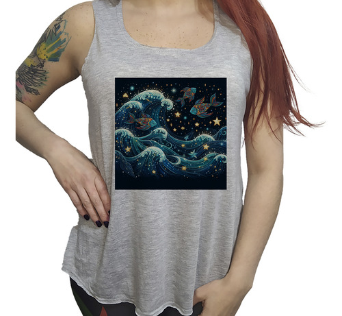 Musculosa Ac Dama Oceano Estrellado Pez Cosmo Universo M1