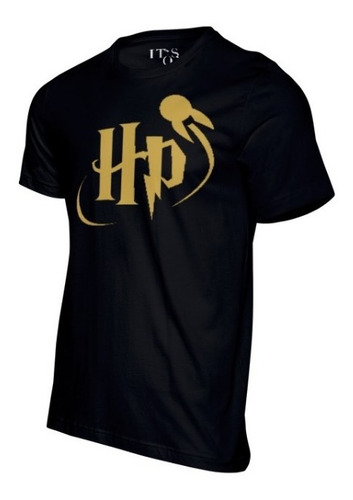 Playera Logo Harry Potter Dorado Con Snitch Dorada. Oro.
