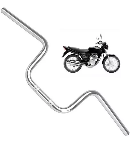 Guidão de Moto Aço Cromado Preto Tubo Cross Brilho Alto Modelo Titan CG150  Para Bike Bicicleta Grau