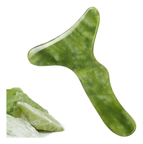Herramienta De Masaje Gua Sha Grande Con Piedra De Jade Herr