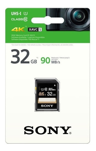 Memoria Sd 32gb Sony Clase 10, 90mb/s Graba 4k Canon, Nikon
