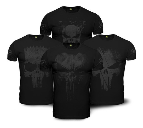 Kit 4 Camisetas Militares Punisher Dark Paisana Team Six