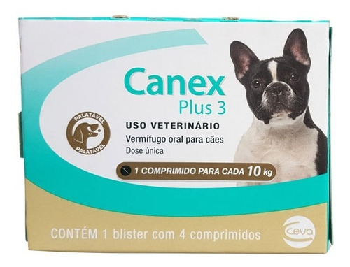 Vermífugo Cães Canex Plus 3 Ceva - 4 Comprimidos Palatáveis