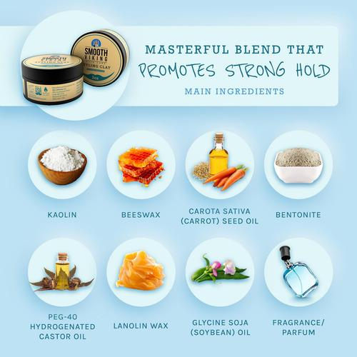 Arcilla Para El Cabello Smooth Viking Strong Hold, Acabado M