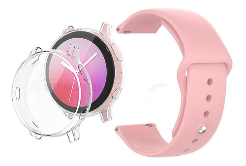 Pulseira Silicone Para Galaxy Active2 40 Capa Proteção Total Cor Transparente-rosa