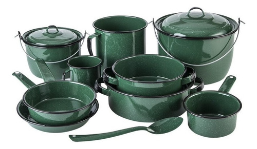 Batería De Cocina Clásica De Peltre 12 Piezas Verde Cinsa Color Verde Oscuro