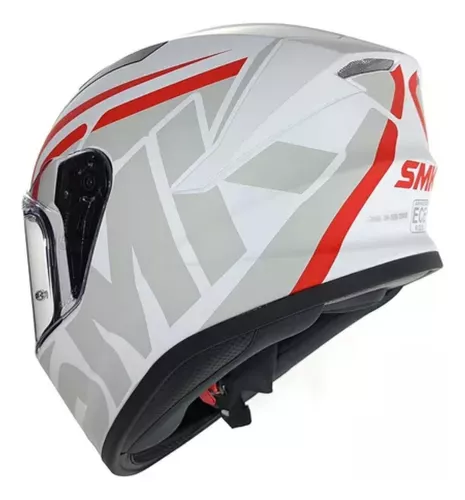 CASCO MOTO INTEGRAL SMK STELLAR STAGE BLANCO ROJO MATE