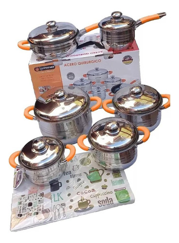 Set De Ollas Copper Premiun Vr2401 Acero Inoxidable 12 Pcs Color Plateado