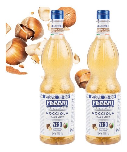 Kit 2 Xarope Soda Italiana Café Fabbri Avelã Zero 1 Litro