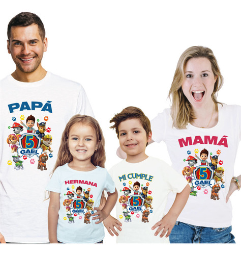 Kit 3 Playeras Personalizada Para Fiestas Paw Patrol