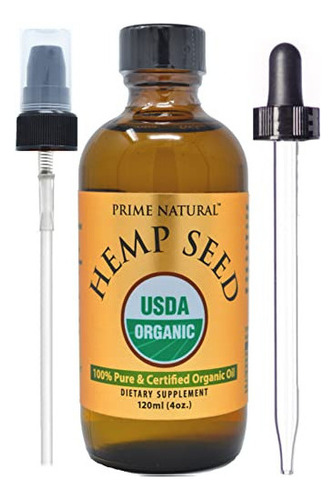 Aceite De Semilla De Cáñamo Orgánico Prime Natural 4 Oz -