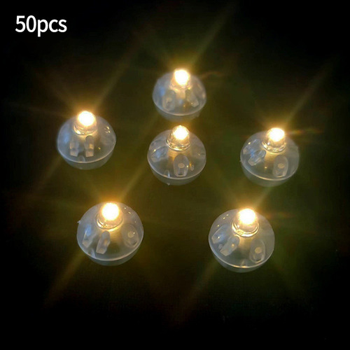 50 luces LED individuales con forma de globo, decoración para fiestas de Navidad, blanco cálido, color amarillo