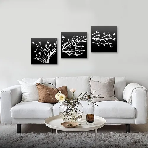 3 Cuadros Decorativos Con Espejo Ramas | Triptico
