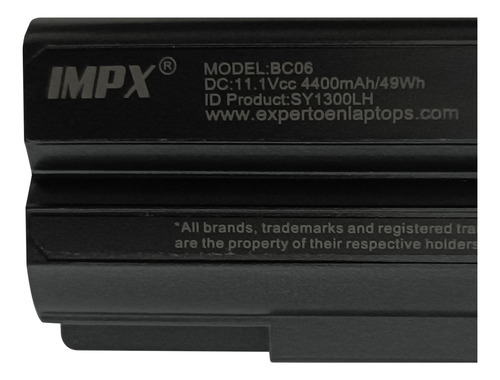 Bateria Sony Vaio Vgp-bps13 Vgn-fw37j/b Vgn-fw41e/h Negra