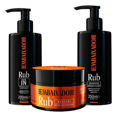 Kit Shampoo, Máscara E Leave-in Rub Embaixador