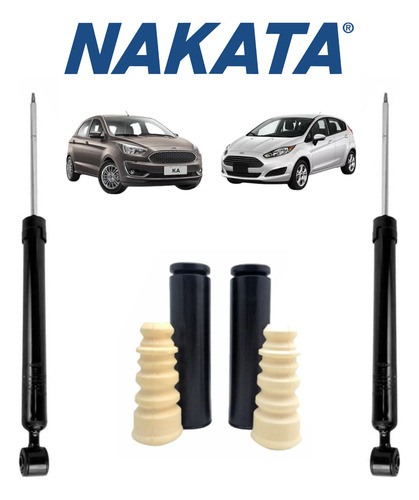 2 Amortecedor Traseiro Nakata + Coifa + Batente Ford Ka 2016