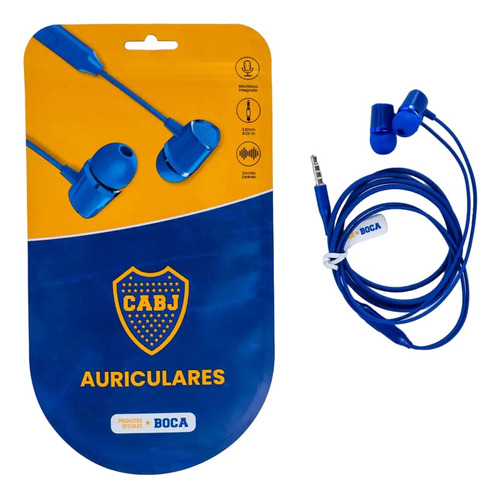 Auriculares C/cable Manos Libres Boca Juniors Licencia Ofici Color Azul
