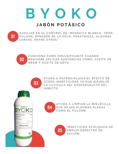 Jabon Potasico. Liquido. 1 Litro. Insecticida Organico