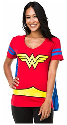 Disfraz Wonder Woman Con Camiseta A Rayas Azules