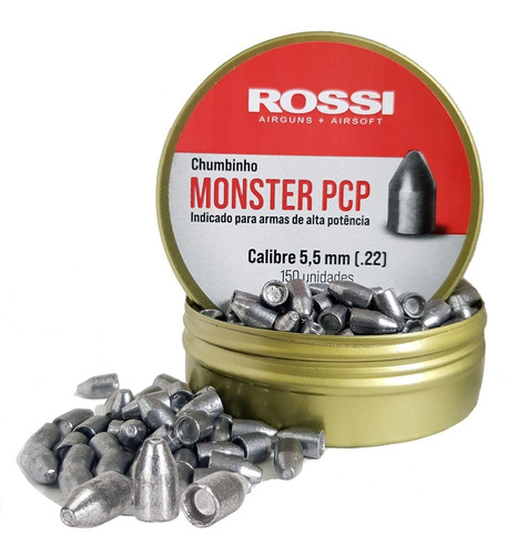 Chumbinho Rossi Monster Pcp 5,5mm 1,80g Carabina De Pressão