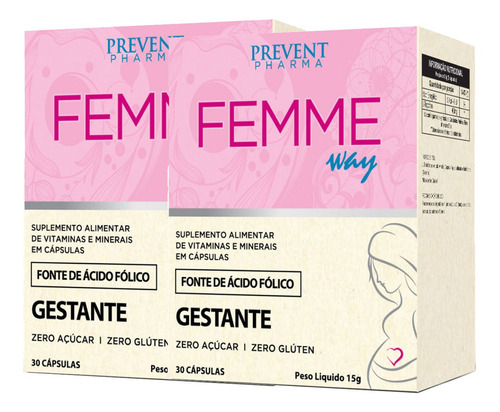 Femme Way Gestantes Vitaminas Minerais Acido Folico 120 Caps