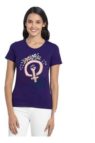 Polera Feminista Símbolo Con Flores Mujer 8 Marzo Marcha C36