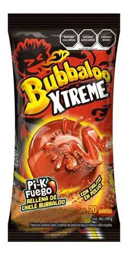 Bubbaloo Xtreme Pik Fuego Con Chile En Polvo