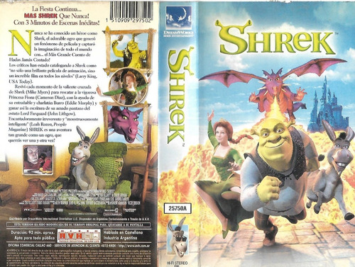 Shrek Vhs Originaldreamworks Animación 