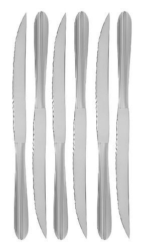 Set 6 Cuchillos Acero Inoxidable Tipo Churrasquero D+m Bazar