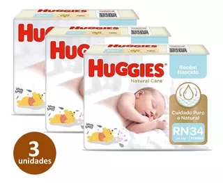 Kit Fralda Huggies Natural Care Rn - 102 Fraldas