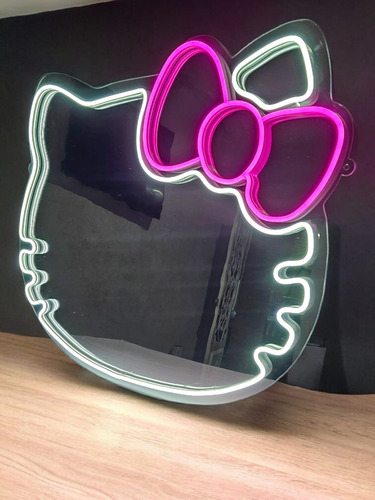 Espejo Kitty Neón Con Luz 60 Cm Acrílico Espejo Dkoarte